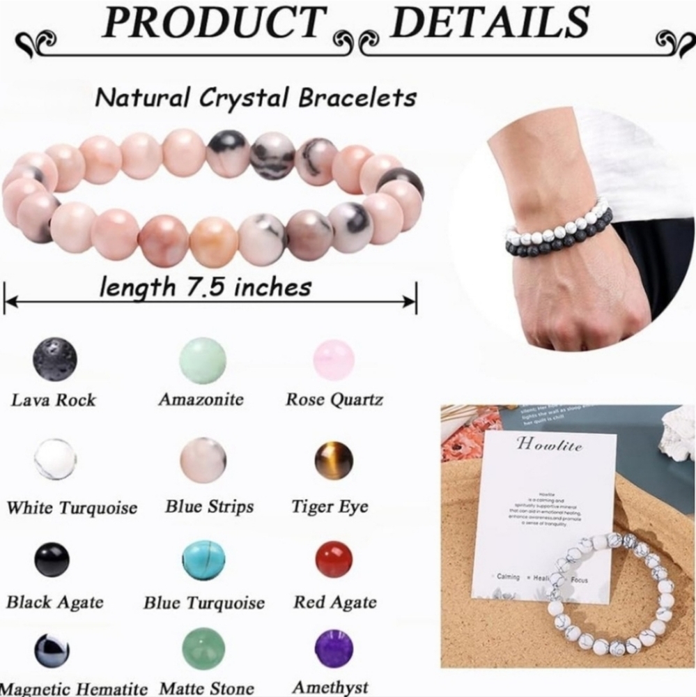 New! Natural Stone Crystal Bracelet (Sold Separately) - Picture 2 of 6